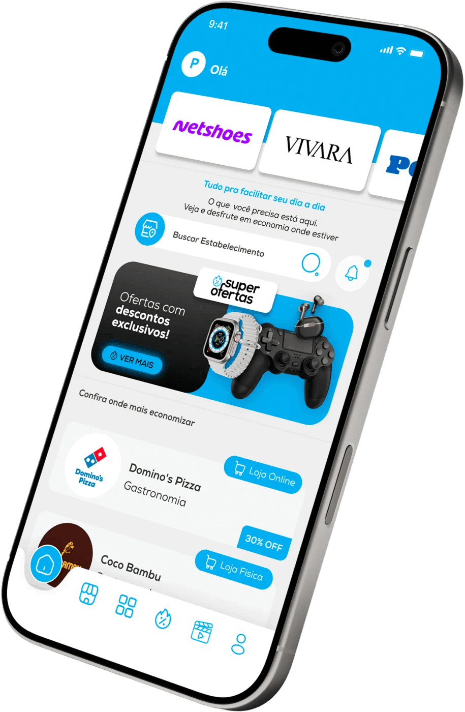 Aplicativo do clube de benefícios no celular
